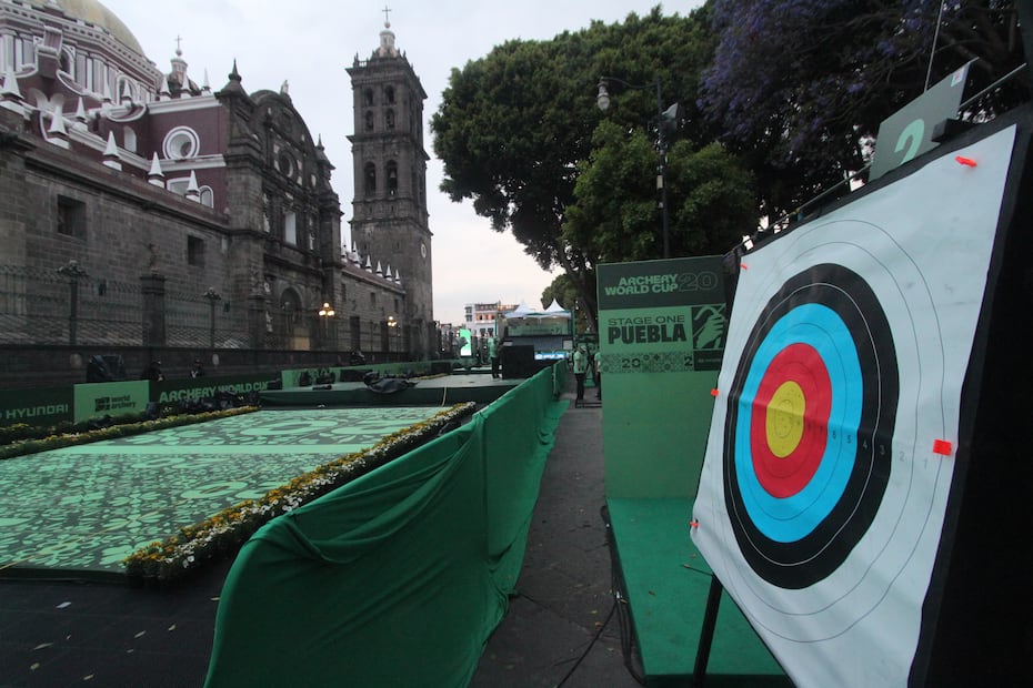 Así es el espectacular estadio en la Catedral de Puebla para las finales de la Copa del Mundo de Tiro con Arco - Foto: Omar Contreras/EL UNIVERSAL
