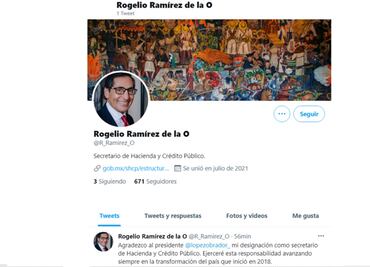 Nuevo secretario de Hacienda, Rogelio Ramírez de la O, abre cuenta en Twitter