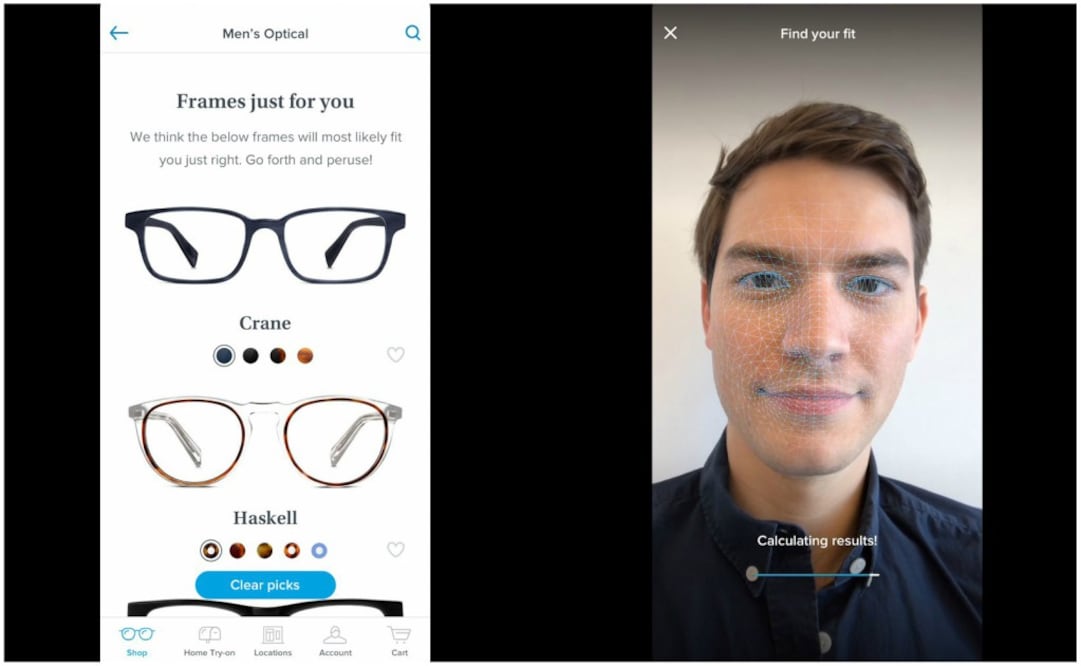 La firma desarrolló una app que activa la cámara frontal del iPhone y así seleccionar cualquiera de las gafas del catálogo virtual para probarlas
