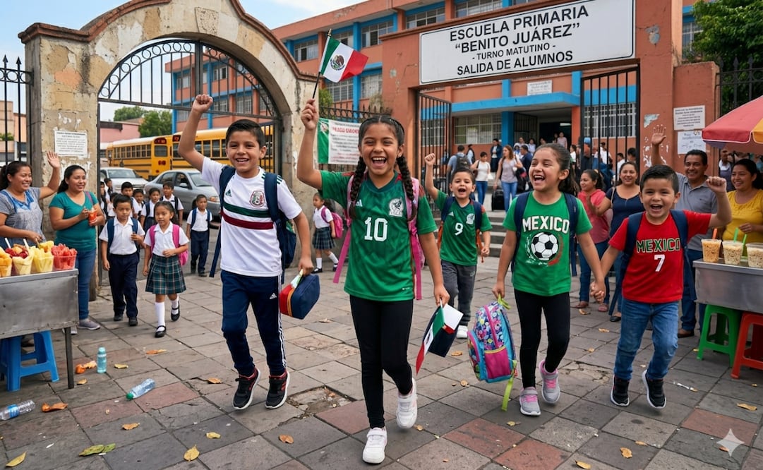El cierre del ciclo escolar 2025-2026 se adelantará con motivo del calor extremo en el país y las celebraciones por la Copa Mundial de la FIFA 2026. Foto: Imagen generada con IA