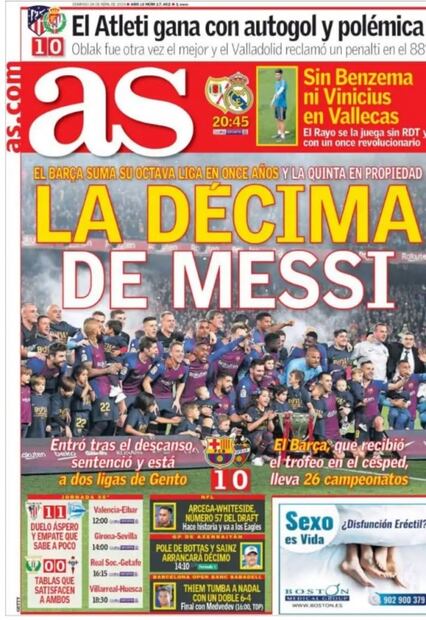 Lionel Messi brilla en las portadas tras el título del Barcelona