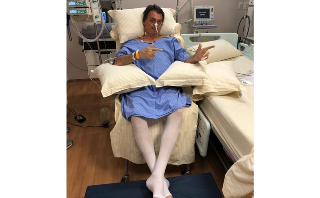 Jair Bolsonaro, candidato de ultraderecha para la presidencia de Brasil en el Hospital Albert Einstein de Sao Paulo. (Foto: AP)