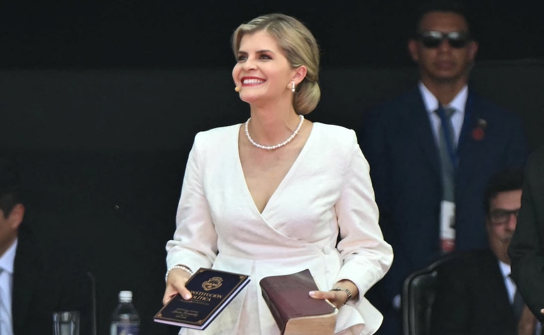 Laura Fernández, presidenta electa de Costa Rica durante su discurso de investidura. Foto: AFP.