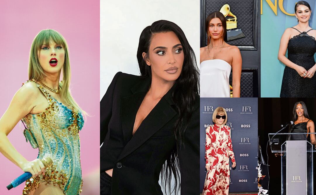 Taylor Swift vs Kim Kardashian, Hailey Bieber vs Selena Gómez y Naomi Campbell vs Anna Wintour. Fotos: CLASOS y AFP