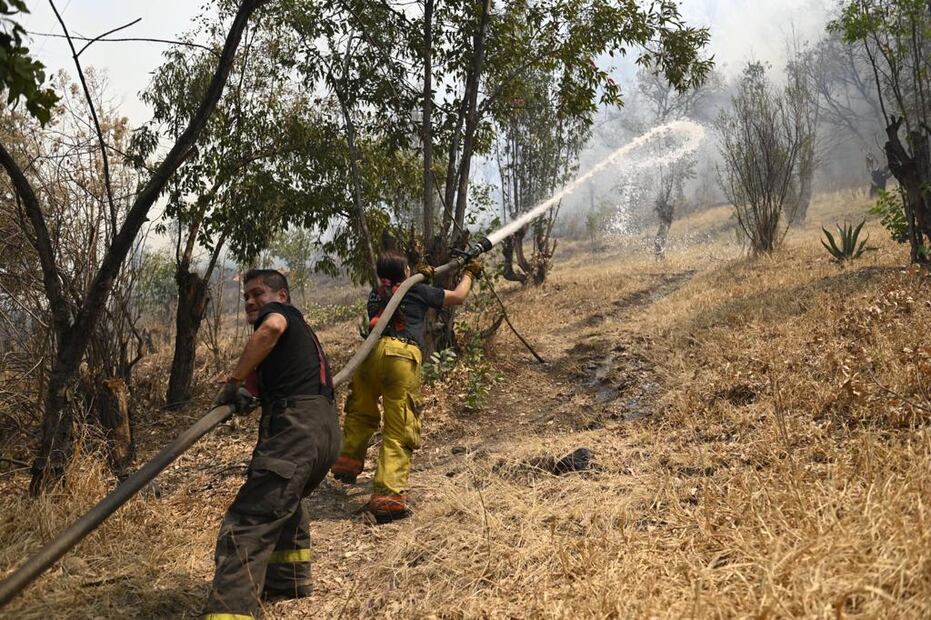 Bomberos trabajan para controlar el fuego. FOTOS: Especiales/ EL UNIVERSAL/
