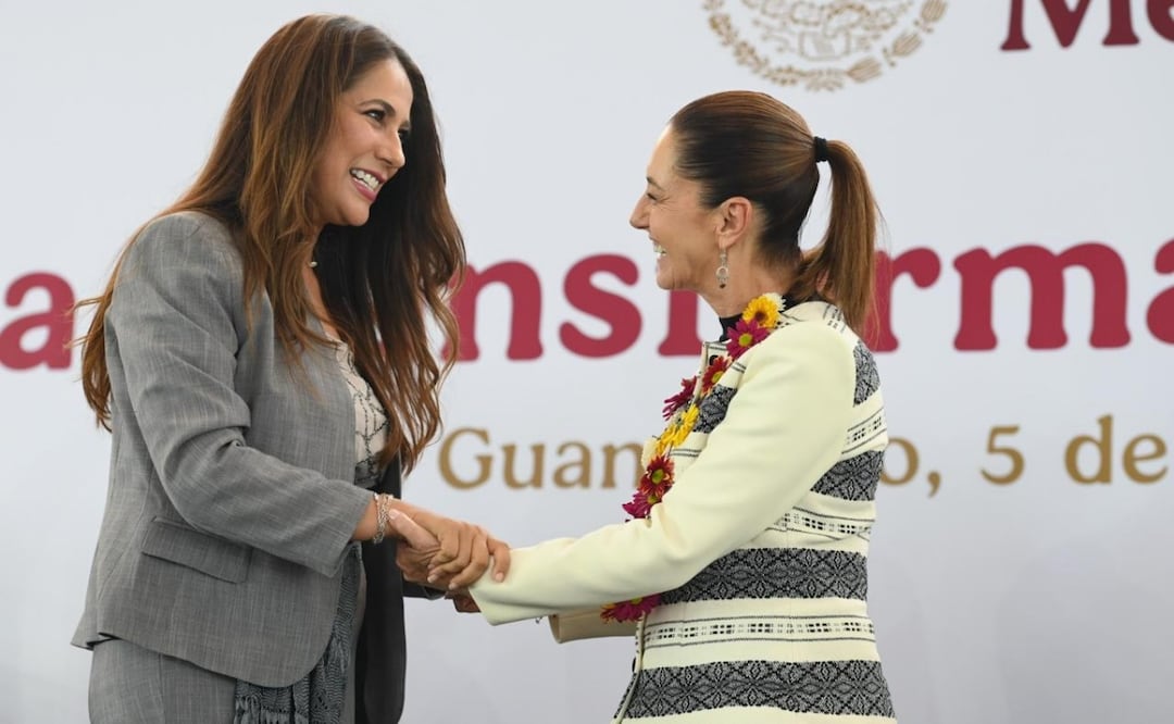 Sheinbaum durante gira por el país en Guanajuato junto a la gobernadora Libia Dennise (05/09/2025). Foto: Presidencia
