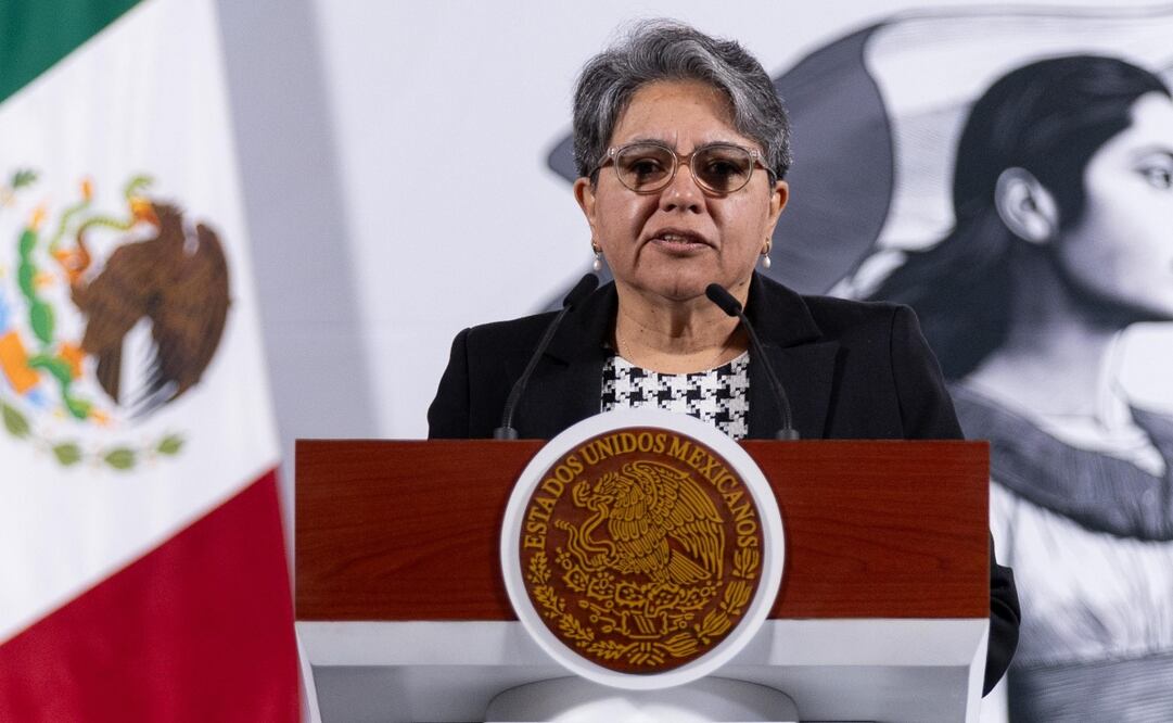 Raquel Buenrostro Sánchez, secretaria Anticorrupción y Buen Gobierno, en conferencia mañanera del 10 de abril, desde Palacio Nacional. Foto Hugo Salvador/EL UNIVERSAL