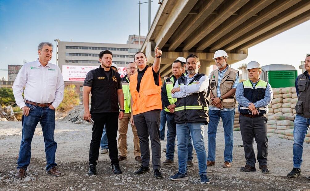 Gobernador de Nuevo León supervisa avances en reconstrucción del Par Vial Morones Prieto-Constitución. Foto: Especial