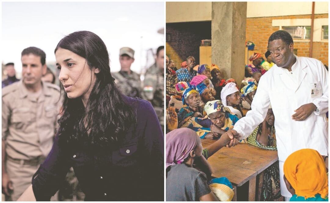 En la fotografía: Nadia Murad, defensora de los yazidíes y Denis Mukwege, médico congoleño. (REUTERS Y EFE)