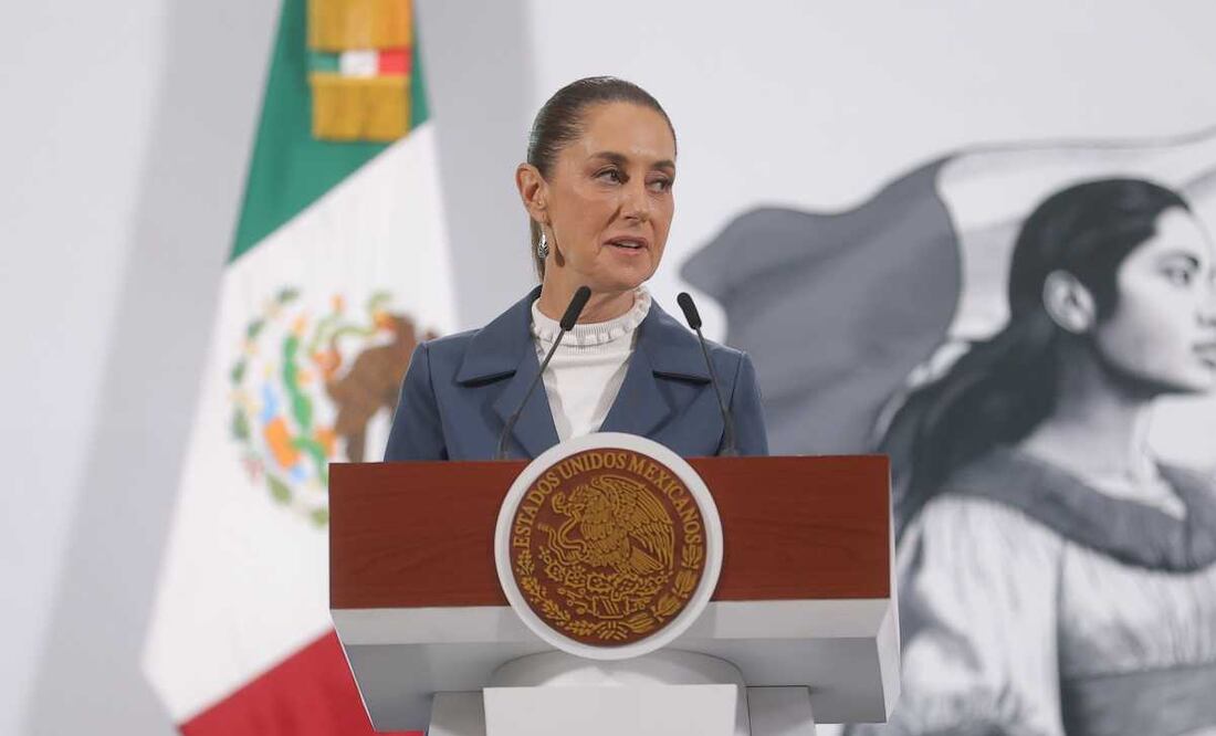 Claudia Sheinbaum, presidenta de México, durante la mañanera del 27 de mayo del 2025 en Palacio Nacional. Foto: Gabriel Pano / EL UNIVERSAL