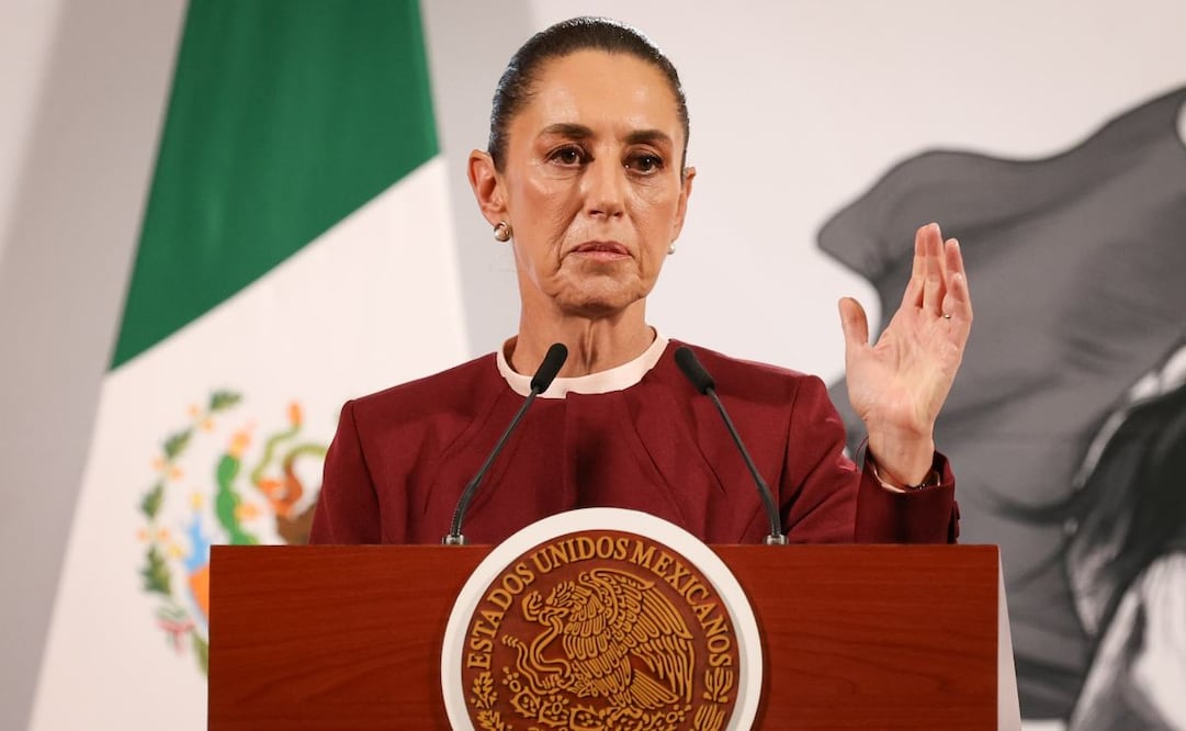 La presidenta de México, durante la mañanera del 13 de febrero del 2025 en Palacio Nacional. Foto: Luis Camacho / EL UNIVERSAL