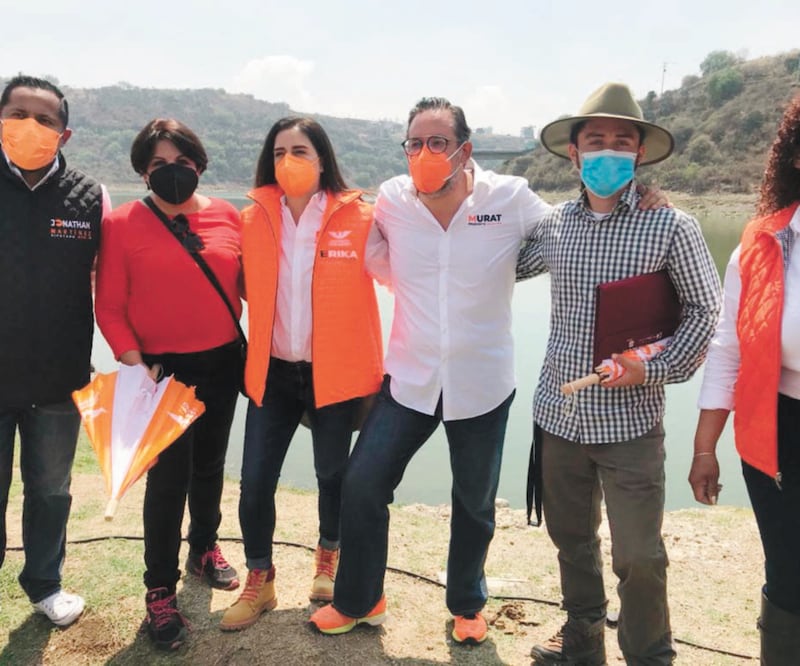 En la Presa Madín, José Adolfo Murat Macías y su equipo dijeron que se defenderá la dotación de agua en Naucalpan. Foto: ESPECIAL