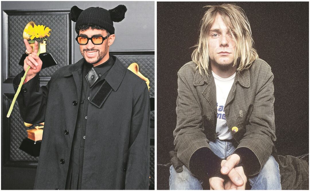 Bad Bunny y Kurt Cobain. Fotos: Archivo