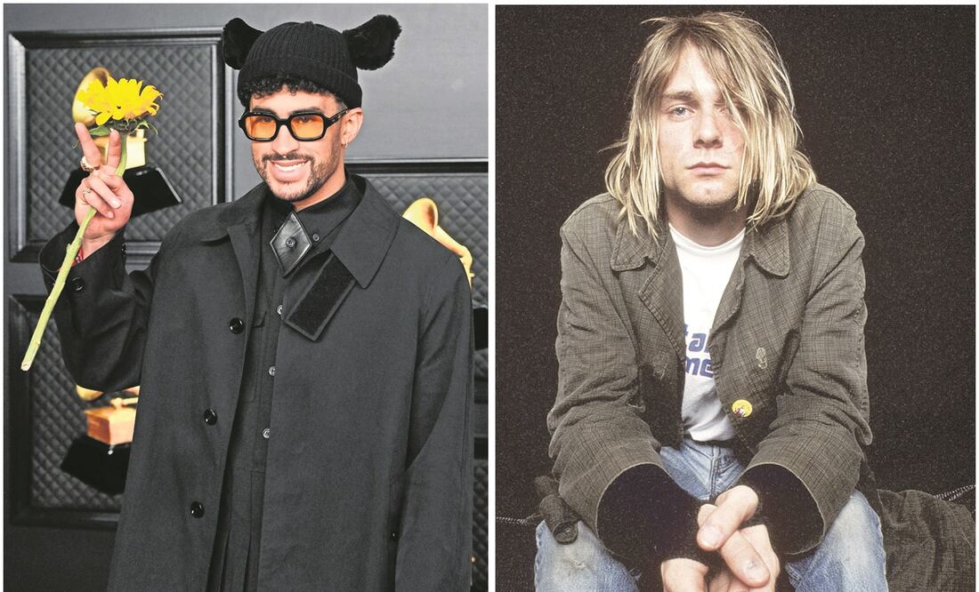 Bad Bunny y Kurt Cobain. Fotos: Archivo