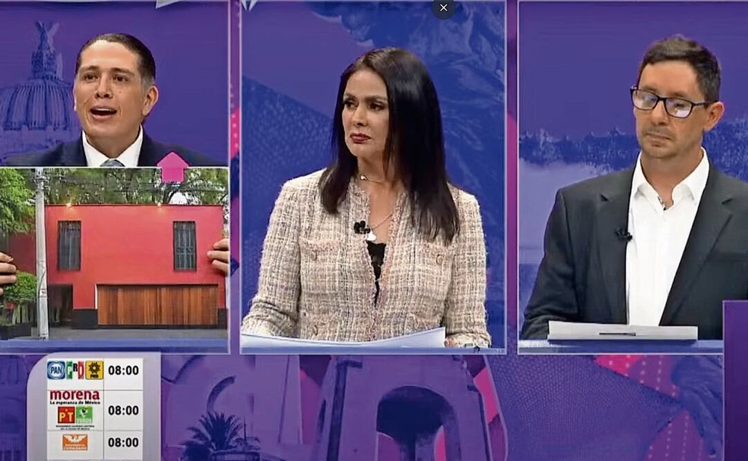 Luis Mendoza, Leticia Varela y Rodrigo Cordera, durante el debate por la alcaldía Benito Juárez. Foto: Especial