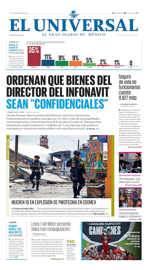 Portada impresa del 7 de septiembre de 2026