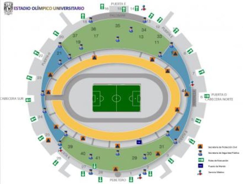 Así se ubica Protección Civil en los estadios