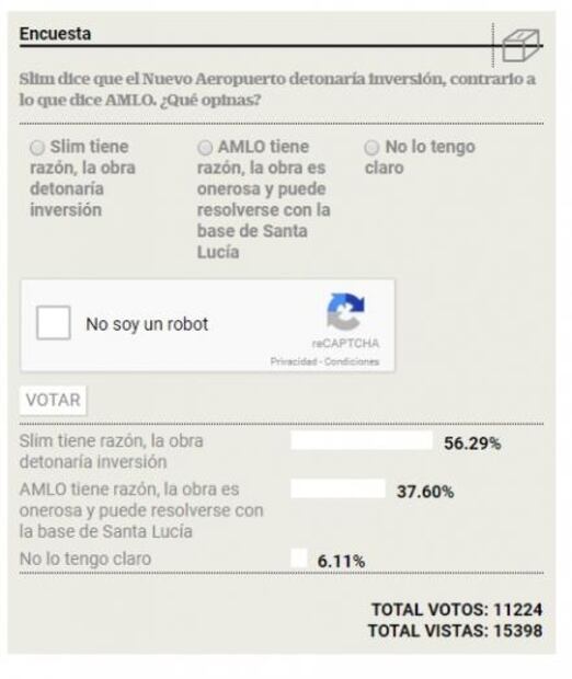 En aeropuerto, sondeo entre lectores da preferencia a Slim sobre AMLO