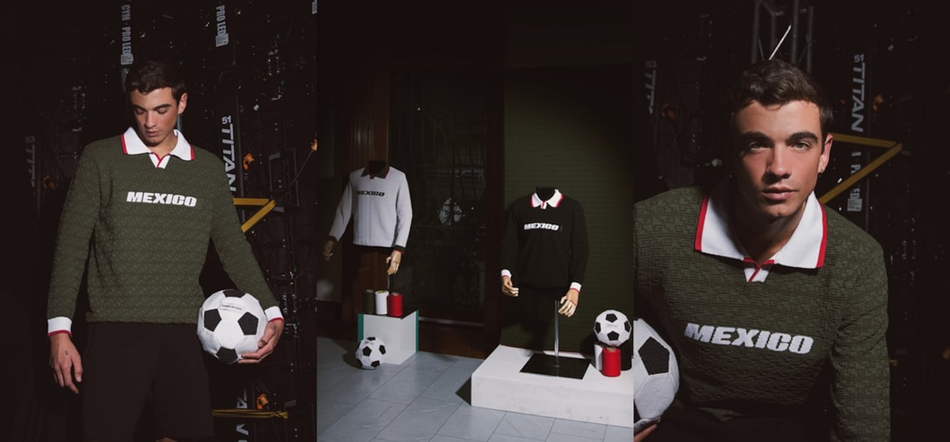 Fábrica de Punto reinventa el jersey de futbol con texturas tejidas y una estética setentera irresistible. Foto: Instagram @fabricadepunto