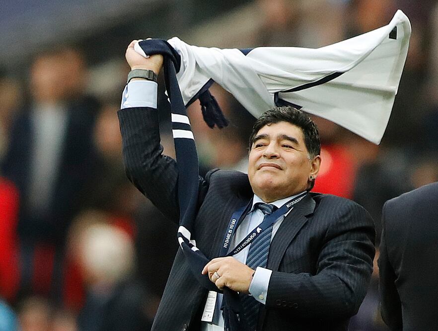 AP. Maradona durante un juego de la Liga Premier 