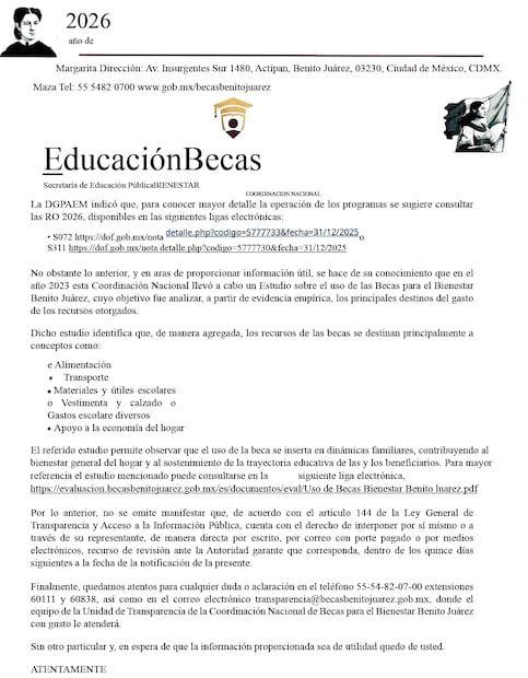 Foto: Coordinación Nacional de Becas para el Bienestar Benito Juárez