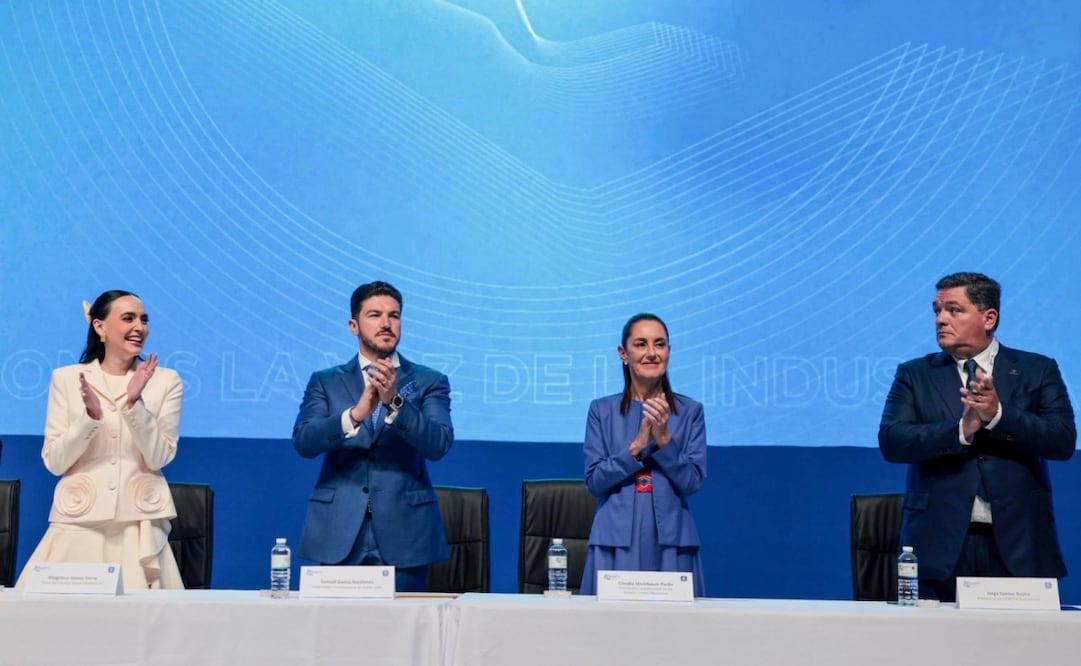 Presidenta Caludia Sheinbaum en la 82 Asamblea Anual de la Cámara de la Industria de la Transformación de Nuevo León. Foto: Especial