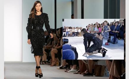 ¡Bella Hadid sufre caída en pleno desfile!
