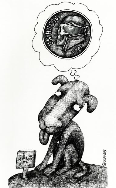 Caricatura “El Perro”, publicada en 1981: Foto: Helioflores/50 años de cartones, crítica y humor.
