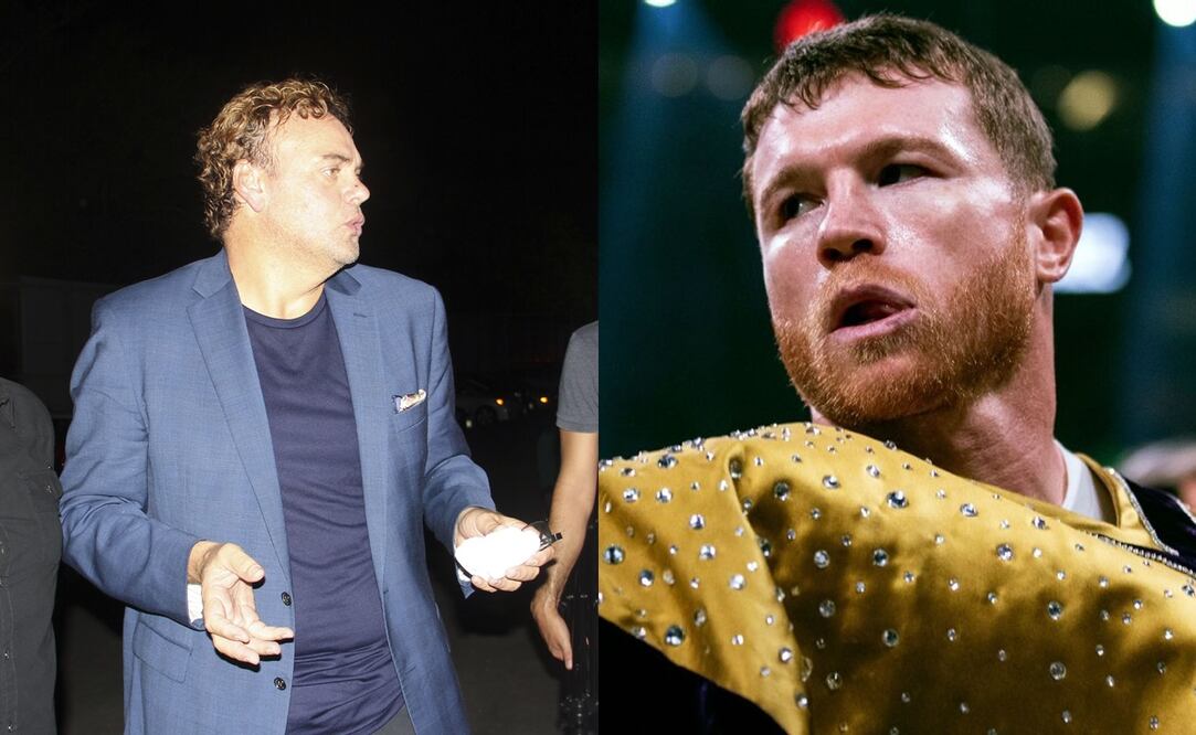 David Faitelson enojado en Veracruz y Saúl 'Canelo' Álvarez previo a una de sus peleas / FOTOS: Imago7 y AP