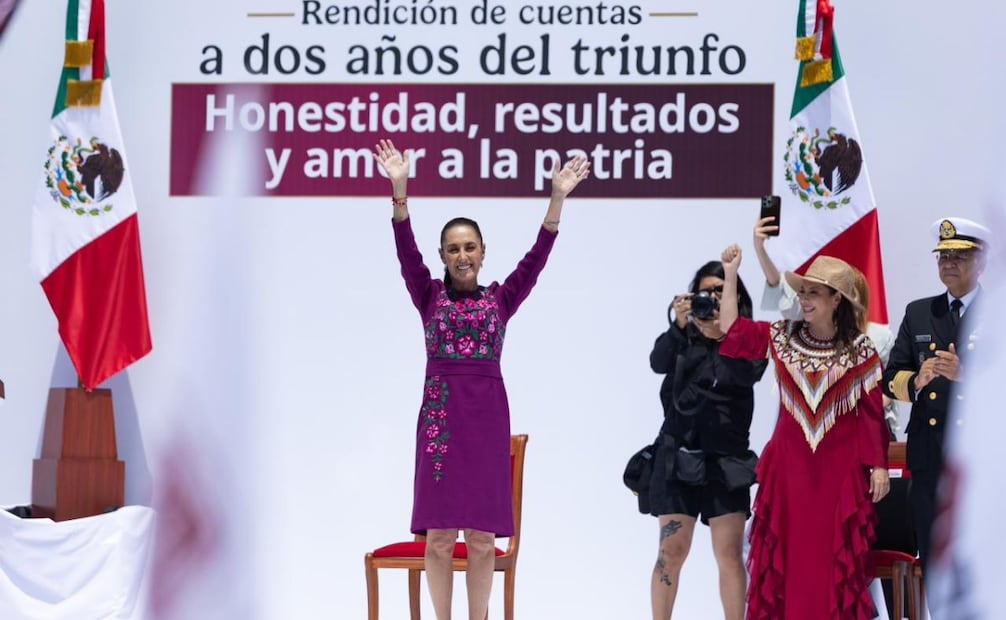 La presidenta Claudia Sheinbaum en el informe de “rendición de cuentas” a dos años de su triunfo electoral, realizado en el Monumento a la Revolución (31/05/2026). Foto: Hugo Salvador/ EL UNIVERSAL