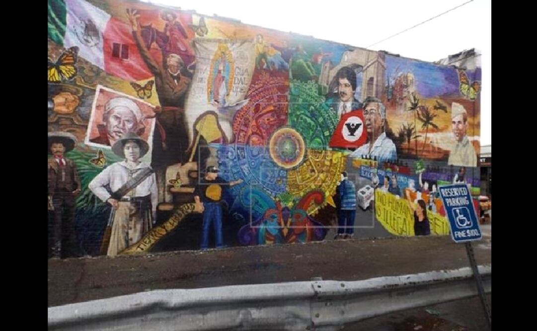 Vista del mural en el barrio La Villita, en Chicago, creado en los años 80 por el muralista Vicente Mendoza y renovado por el artista Robert Valades. Foto: EFE
