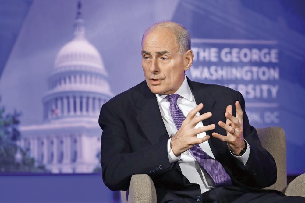 El secretario de Seguridad Nacional, John Kelly, ayer en su primer evento público en la Universidad George Washington (CHIP SOMODEVILLA. AFP)