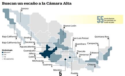 Aspiran al Senado 55 independientes 