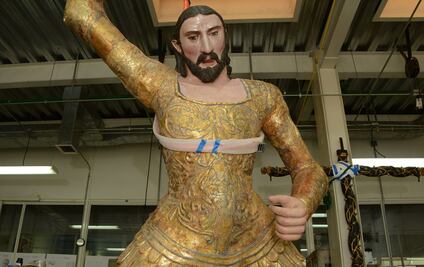 La escultura de Santiago Apostol se alista para regresar a Izúcar, Puebla