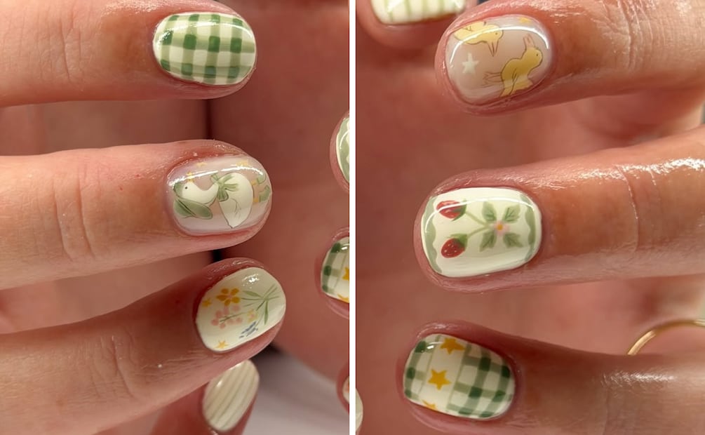 Picnic nails en uñas cortas. Foto: Instagram @stylebycambria