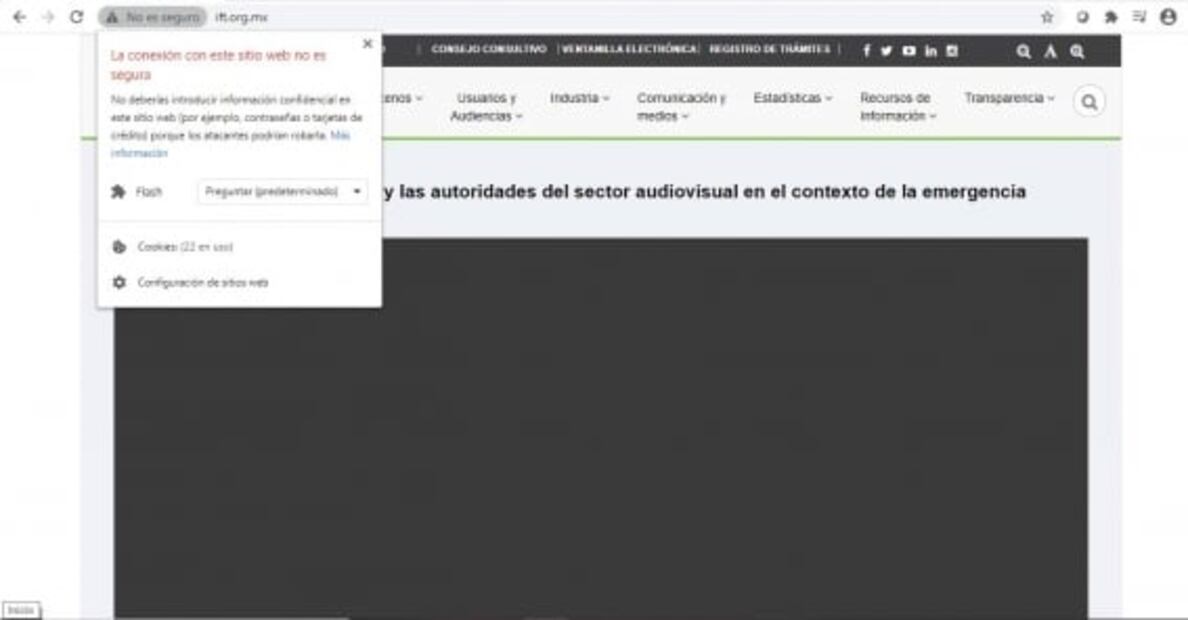 ¿Por qué el sitio web del IFT aparece como “no es seguro”?