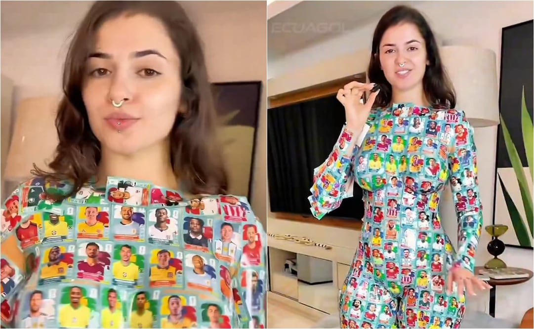 FOTO: ESPECIAL - Kerolay Chaves, influencer brasileña cubre su cuerpo con más de mil estampas del Mundial