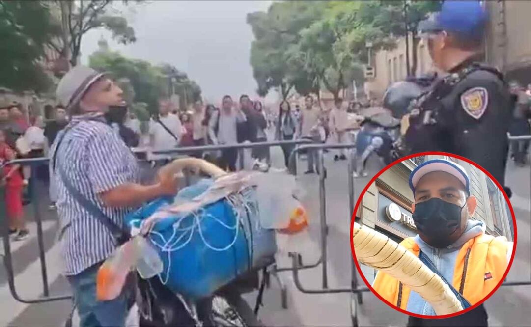 "El Puro Veneno", comerciante que agredió a policías de la CDMX. Foto: Captura de video