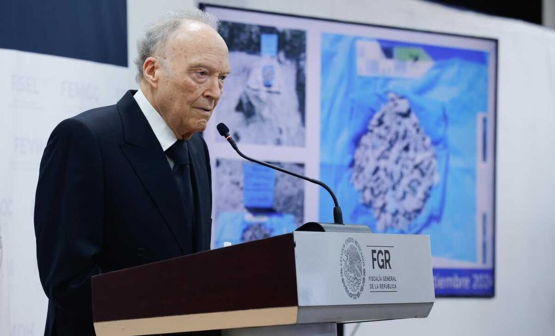 Alejandro Gertz Manero, titular de la FGR, en conferencia este 29 de abril del 2025. Foto: Diego Simón / EL UNIVERSAL