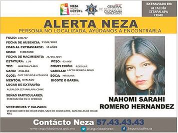 Buscan a Nahomi desde febrero 