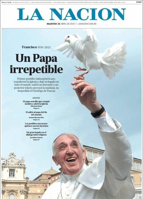 La portada del diario argentino La Nación. FOTO: ESPECIAL