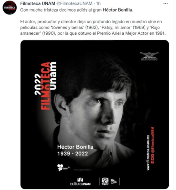 Lamentan la muerte de Héctor Bonilla en redes sociales