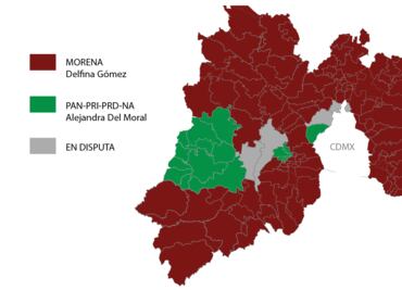 Mapa elecciones Edomex 2023: ¿Cómo les fue a Morena y Delfina Gómez en el "corredor azul"?