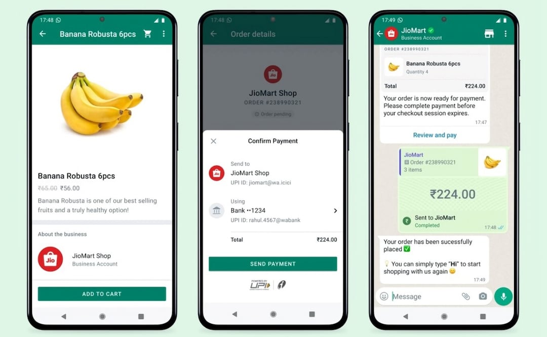 Em la India se puede tener una experiencia de compra completa dentro de WhatsApp. Imagen: Meta
