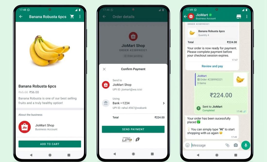 Em la India se puede tener una experiencia de compra completa dentro de WhatsApp. Imagen: Meta