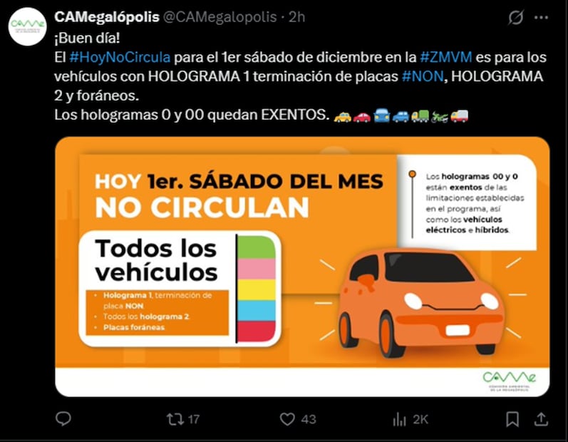 Hoy no circula. Foto: captura de pantalla