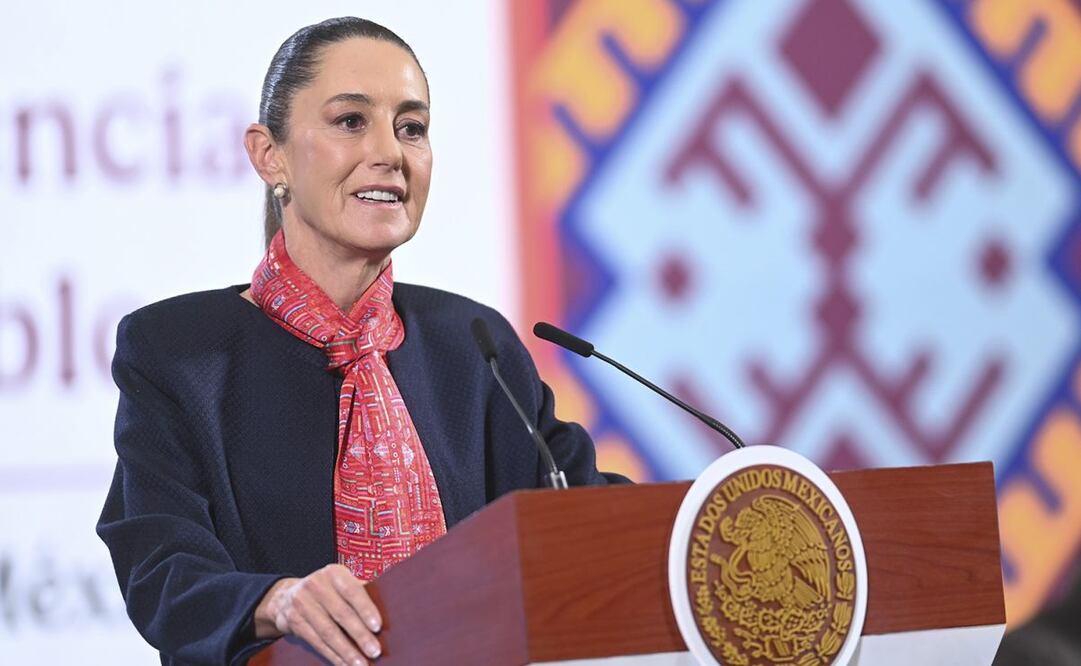 Claudia Sheinbaum, presidenta de México, durante la mañanera del 10 de febrero del 2025 en Palacio Nacional. Foto: Presidencia