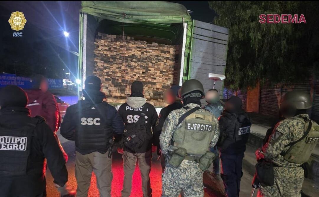 Al revisar la unidad, se detectó que transportaba aproximadamente 17 metros cúbicos de polines de madera verde este 03 de marzo de 2025. Foto: SEDEMA/Especial