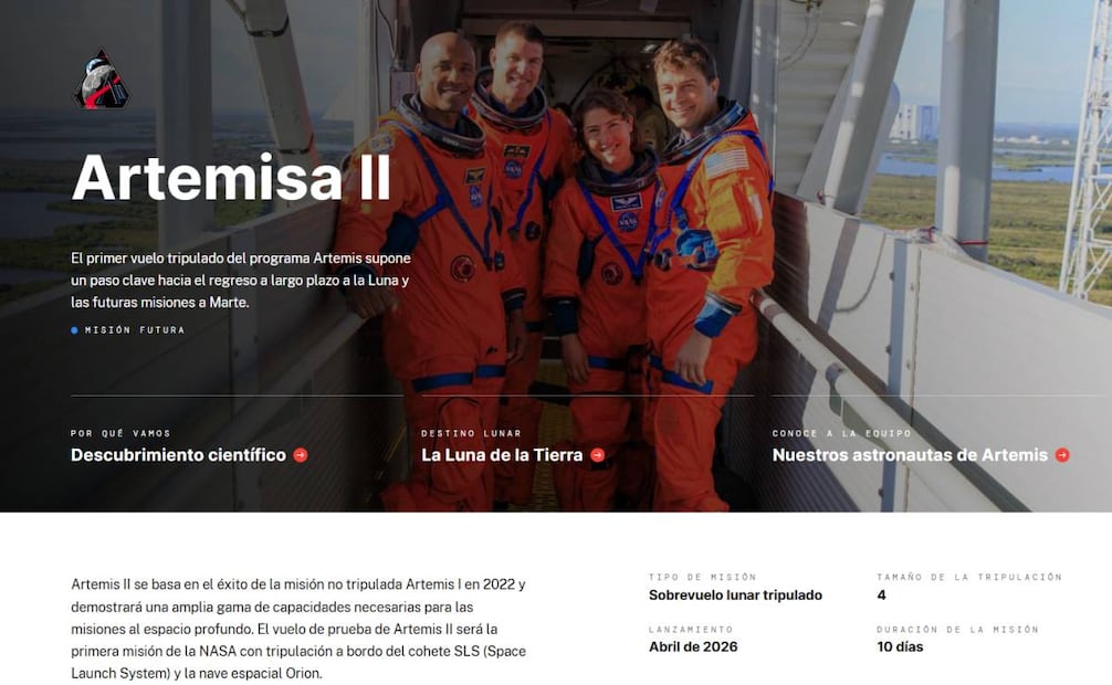 Tripulación del Artemis II. (22/03/26) Foto: NASA