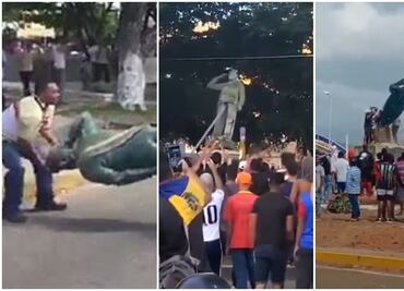VIDEOS: Venezolanos derriban cuatro estatuas de Hugo Chávez, en protestas contra Nicolás Maduro